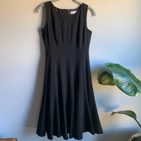 Calvin Klein Dresses & Skirts - Calvin Klein Black Seam Pleat Fit and Flare Dress